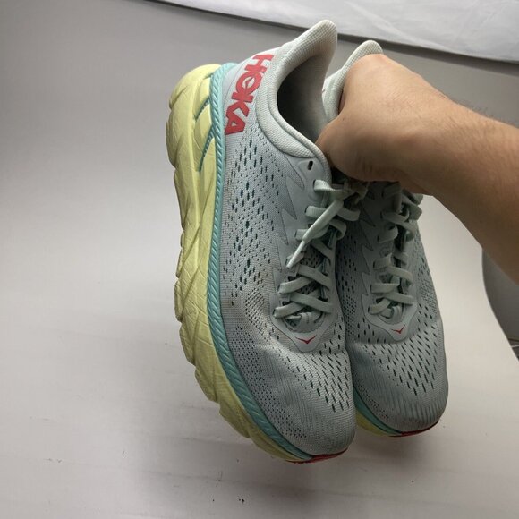 Hoka One One Women's Clifton 7 1110509 Light Green Yellow Sneaker Shoes Size 7.5 - Picture 5 of 11